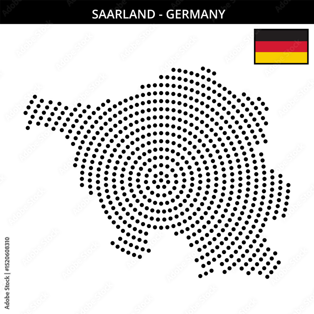 Fototapeta premium Big circular dotted map of saarland in Germany