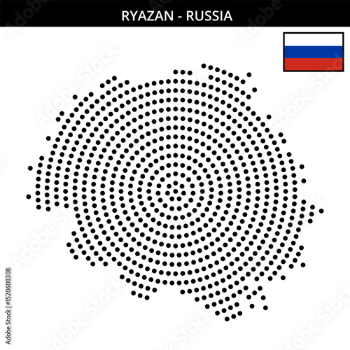 Big circular dotted map of Ryazan in Russia