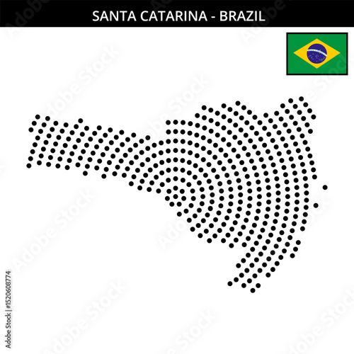 Big circular dotted map of santa-catarina in Brazil