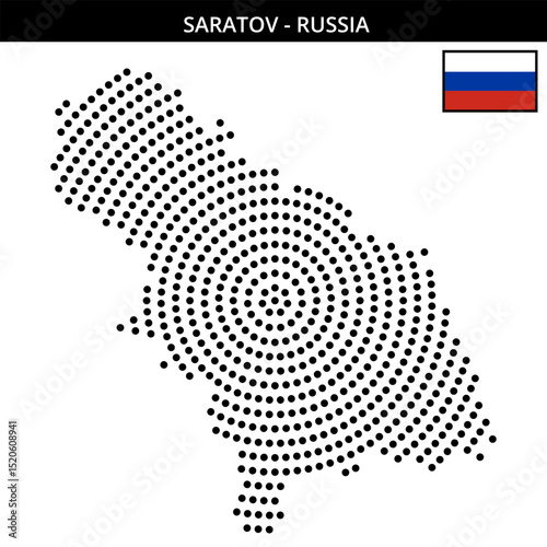 Big circular dotted map of Saratov in Russia