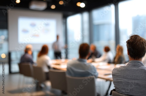 Conference room with presentation and attendees