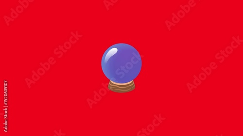 A snow globe emoji icon centered on a solid red background. The globe should feature a clear glass dome with falling snow inside, a small winter scene like a house or tree, and a rounded base. 