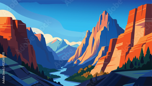 Grand canyon landscape illustration vector art design
