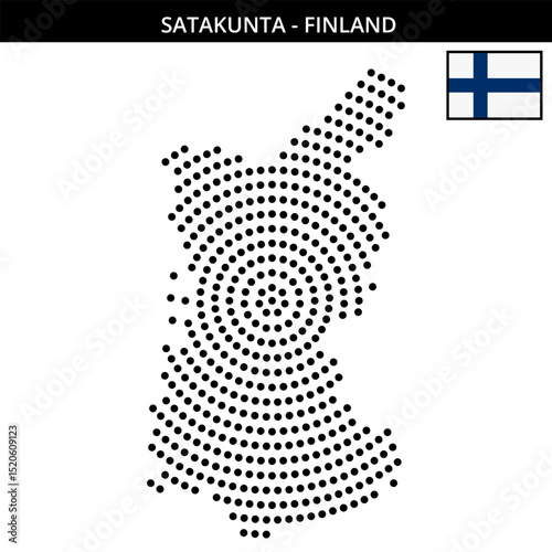 Big circular dotted map of satakunta in Finland