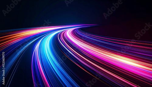 Glowing neon light streaks on black - ideal for website backgrounds