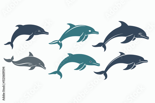 set of dolphins jumping
