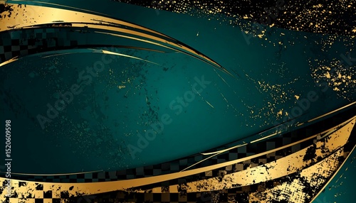 Elegant turquoise background with gold accents - excellent for creative presentations