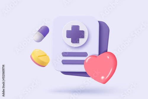 3d pharmacy drug icon signs for health pharmaceutical. Cartoon minimal of first aid and health care by medic. Medical symbol of emergency help. 3d aid medicine icon vector render illustration