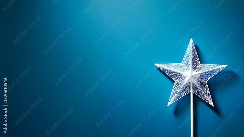 Fototapeta premium A shimmering star wand on blue, perfect for fairy tales, fantasy, and whimsical designs.