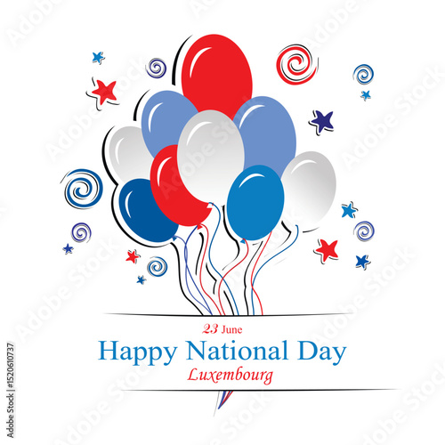 23 june. Luxembourg National Day. Celebration background with fireworks and place for your text. Design template for poster, banner,flayer,greeting, invitation card. Independence day card. Vector 