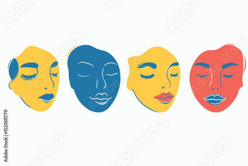 vector illustration of a set of colorful masks