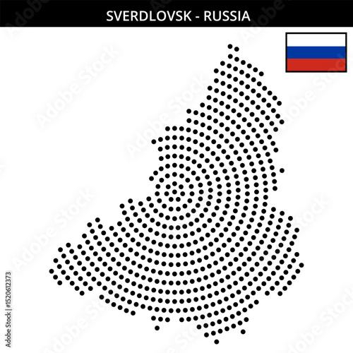 Big circular dotted map of Sverdlovsk in Russia
