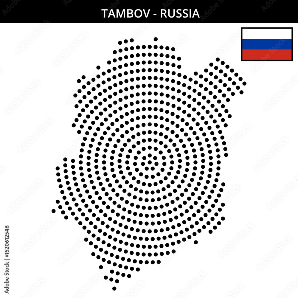 Fototapeta premium Big circular dotted map of Tambov in Russia