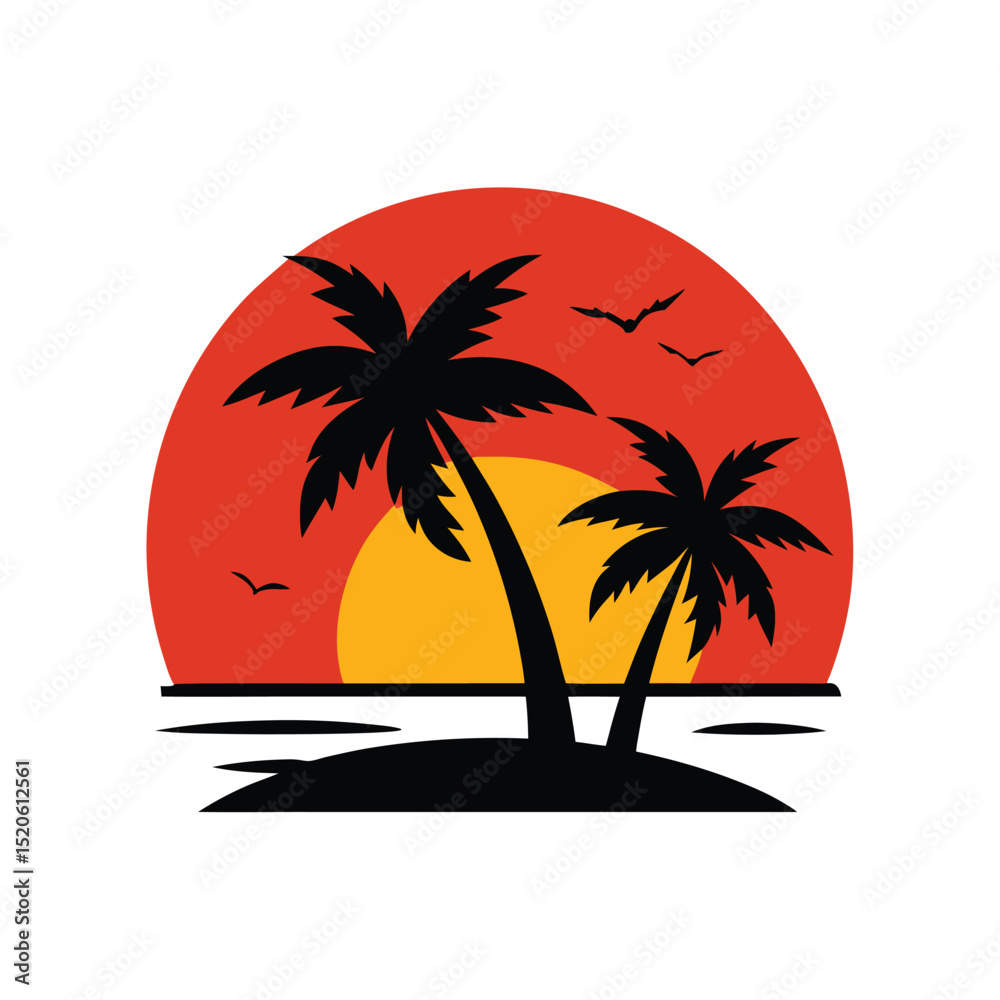 Obraz premium ropical sunset vector art on white background