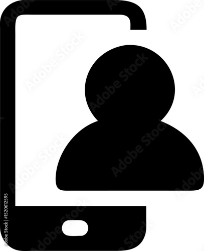 Editable vector silhouette of a mobile user interacting with their device isolated on a white background suitable for various digital applications