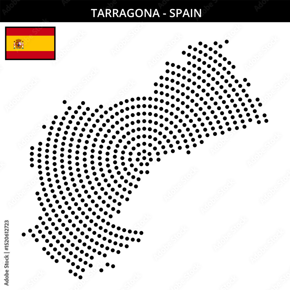 Fototapeta premium Big circular dotted map of tarragona in Spain