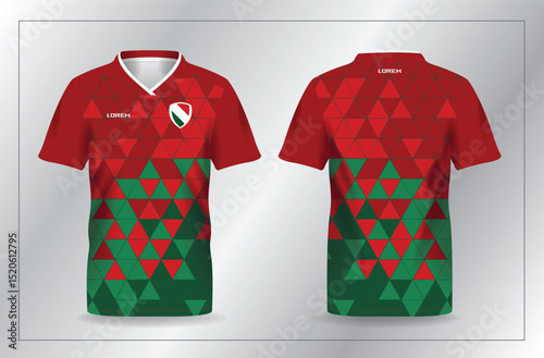 red and green sport jersey for football and soccer shirt template