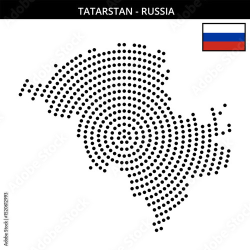 Big circular dotted map of Tatarstan in Russia