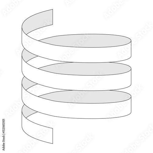モノクロのくるくる巻いたリボンのイラスト