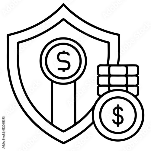 Security Shield with Coins Icon A Vector Illustration Representing Financial Protection Investment Security and Monetary Safety with a Modern and Clean