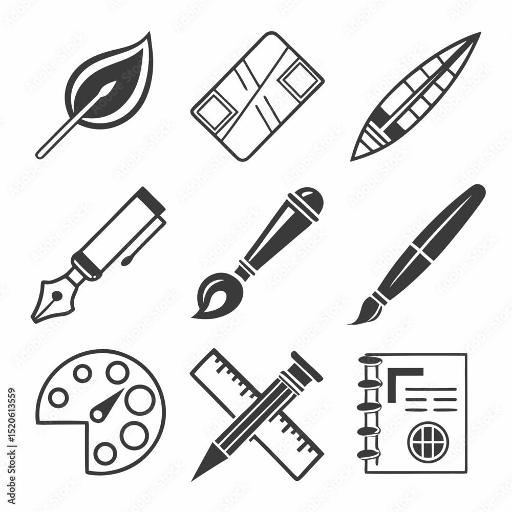 Black Art & Design Tool Icons – Vector Line Pack
Black Art & Design Tool Icons – Vector Line Pack