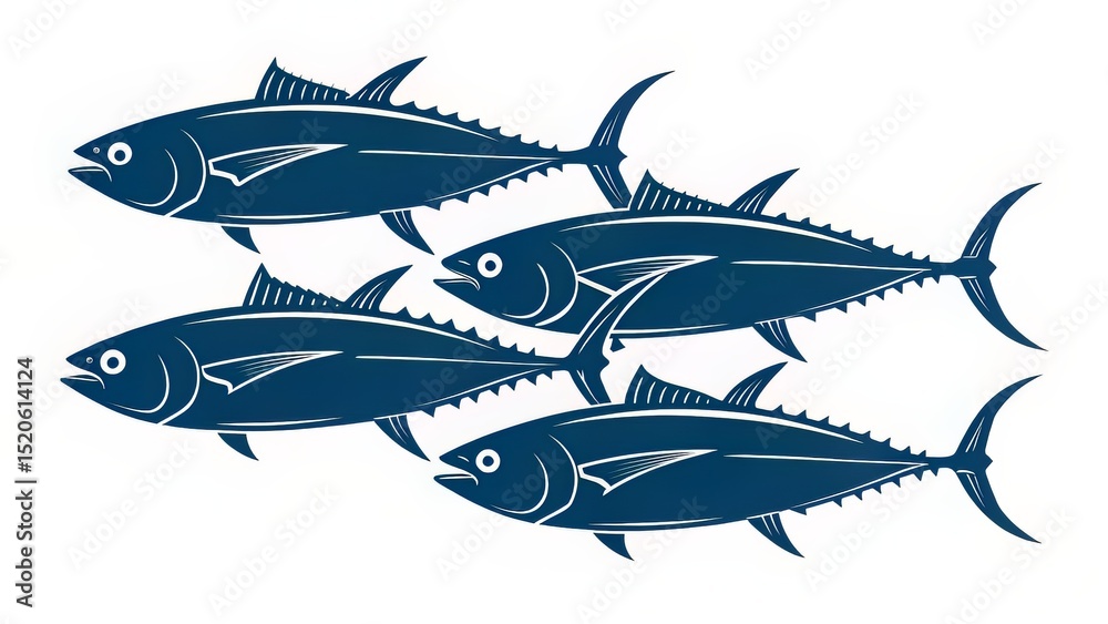 Fototapeta premium Dynamic Black Silhouette of Streamlined Tuna in Profile Pose