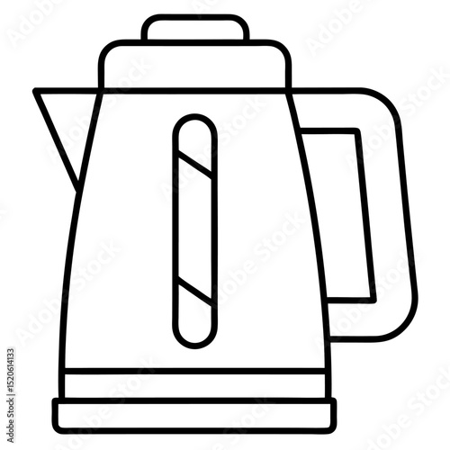 Simple Thin Line Icon Illustration of an Electric Kettle for Boiling Water Ideal for Kitchen Appliances or Hot Beverage Concepts and