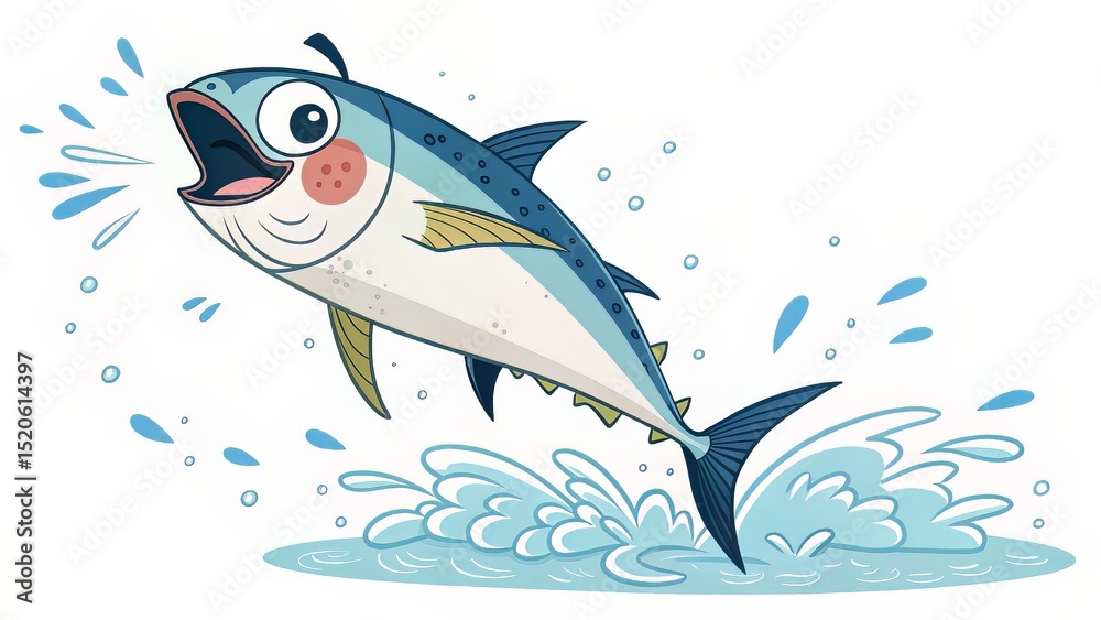 Fototapeta premium Rainbow-Hued Tuna with Spiky Yellow Fins and Playful Aesthetic