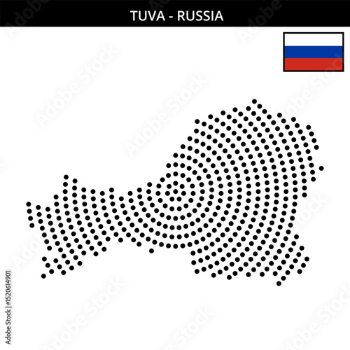 Big circular dotted map of Tuva in Russia