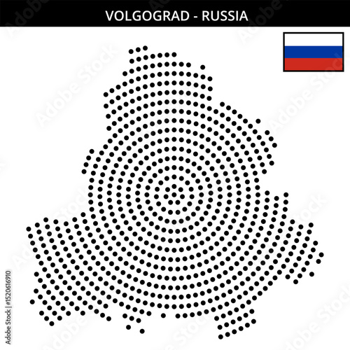 Big circular dotted map of Volgograd in Russia