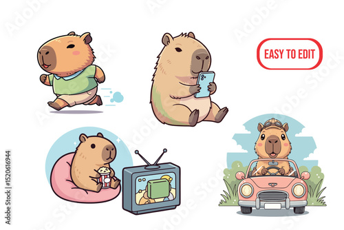 cute capybara clip art vector illustration for educational purpose