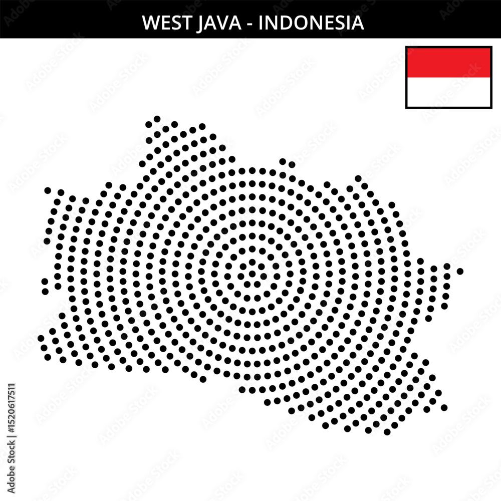 Big circular dotted map of west-java in Indonesia