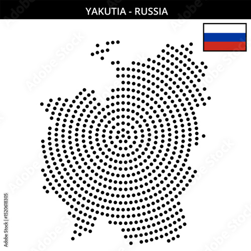 Big circular dotted map of Yakutia in Russia