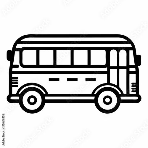 Bus vector line art white background