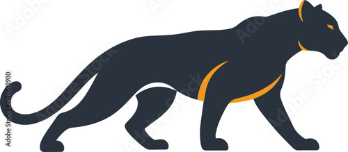 Stylish Black Panther Silhouette Icon
