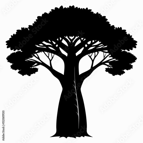 Isolated silhouette of a baobab tree on a white background a vector design ideal for nature Africa or conservation themed projects