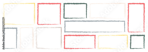 Abstract texture frames for text and highlight. Hand drawn colorful rectangle brush grunge stroke. Vintage grunge boxes. Dirty border pattern vector illustrator