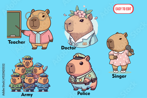 cute capybara clip art vector illustration for educational purpose