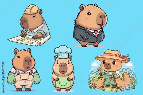cute capybara clip art vector illustration for educational purpose