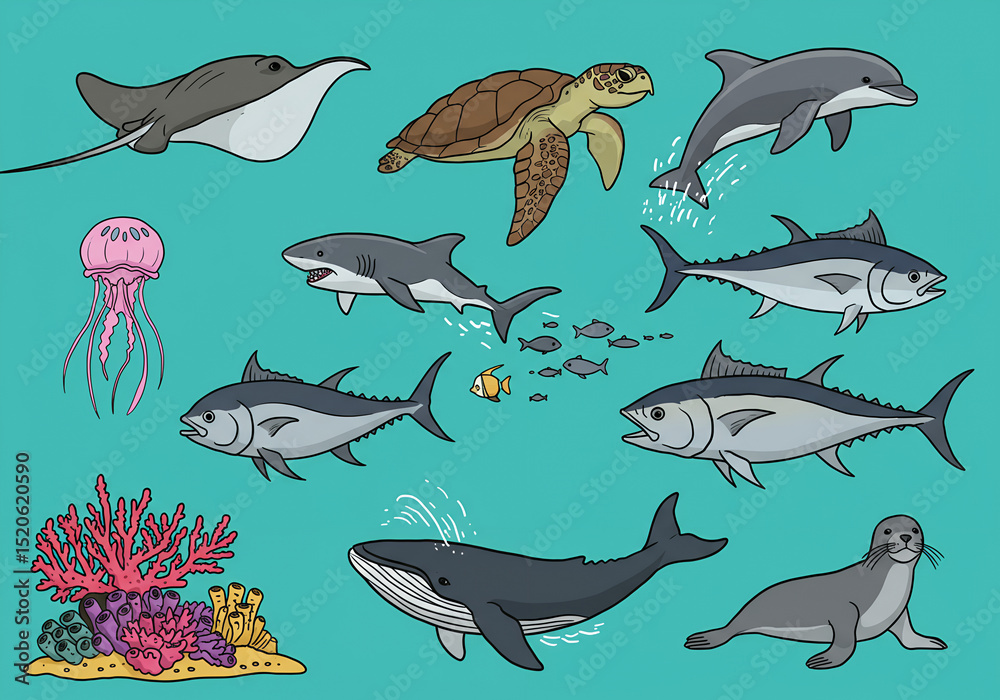 Fototapeta premium seamless pattern with fishes