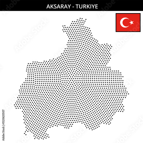 Medium circular dotted map of aksaray in Turkiye