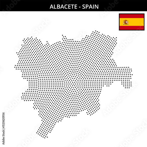 Medium circular dotted map of albacete in Spain