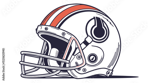 Vintage football helmet illustration with stripes and logo design for sports team branding and merchandise