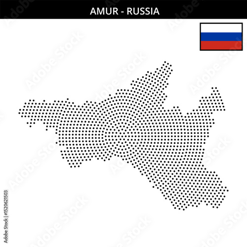 Medium circular dotted map of amur in Russia