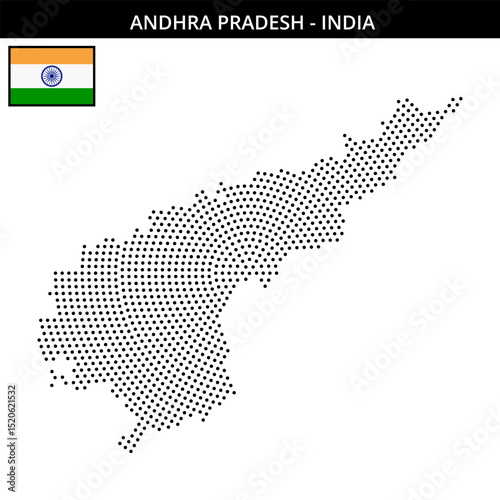 Medium circular dotted map of andhra-pradesh in India