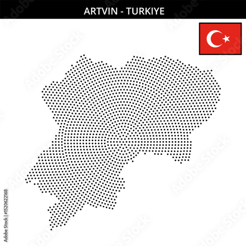 Medium circular dotted map of artvin in Turkiye