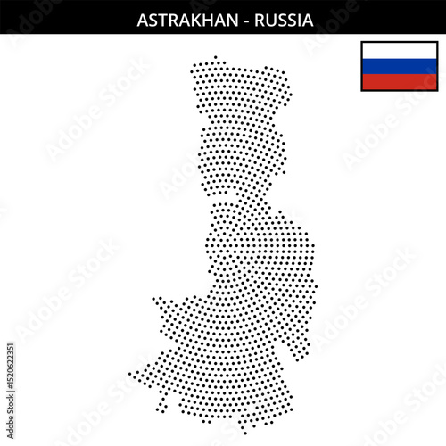 Medium circular dotted map of Astrakhan in Russia