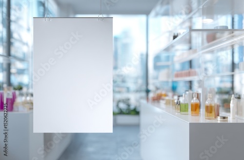 Poster mock-up interior cosmetics store display