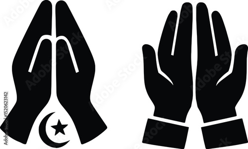 Praying Hands Vector Illustration of Islamic Prayer