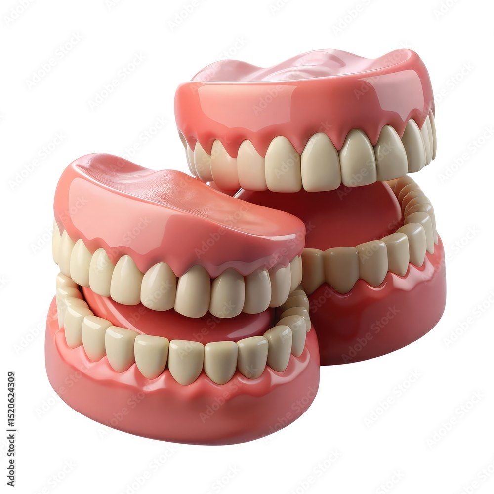 Fototapeta premium Two sets of dentures isolated on white background
